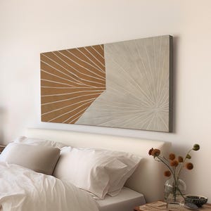 Terra Radiance Wall Art Above Bed, Horizontal Terracotta Abstract Canvas Print, Desert Glow Decor Canvas Art