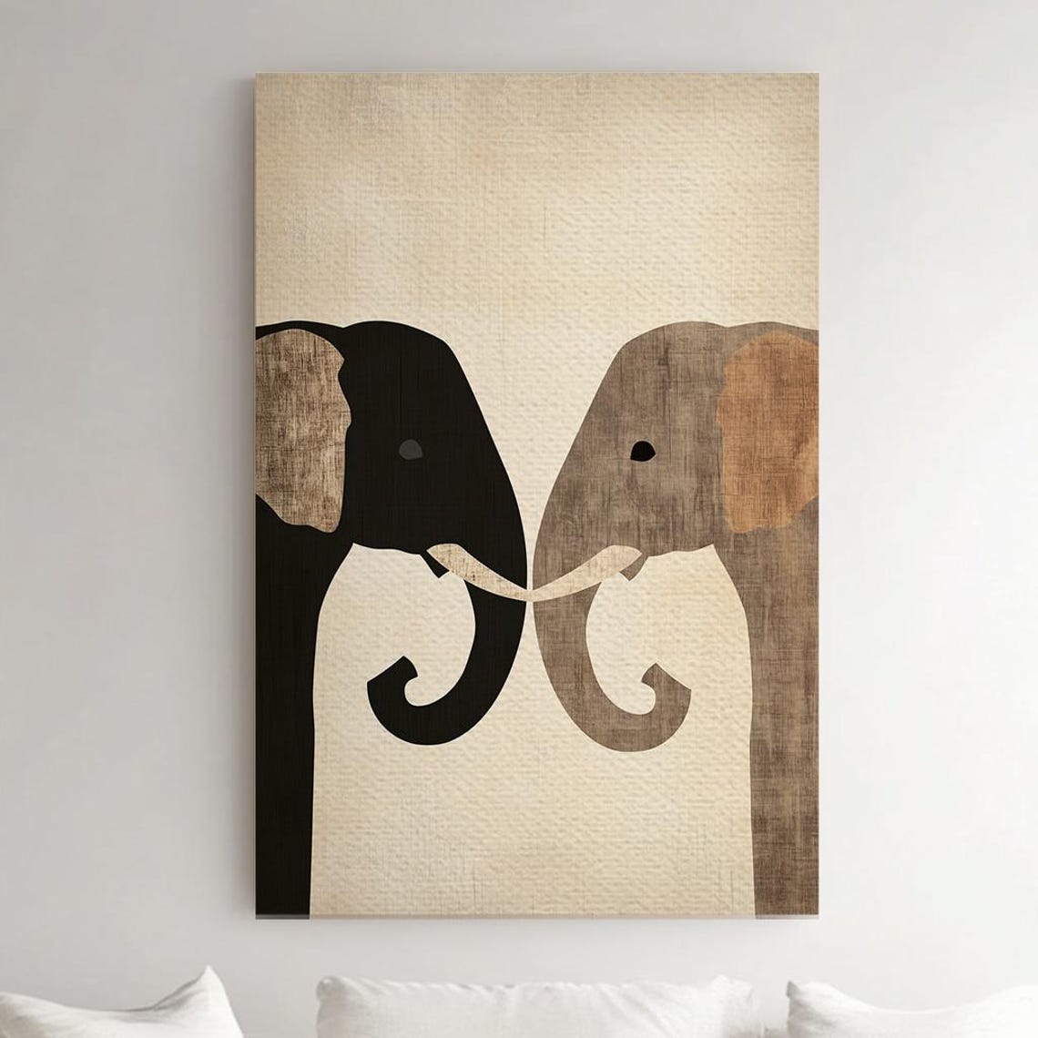 Cute Elephant Couple Vertical African Elephant, Vintage Animal Lover ...