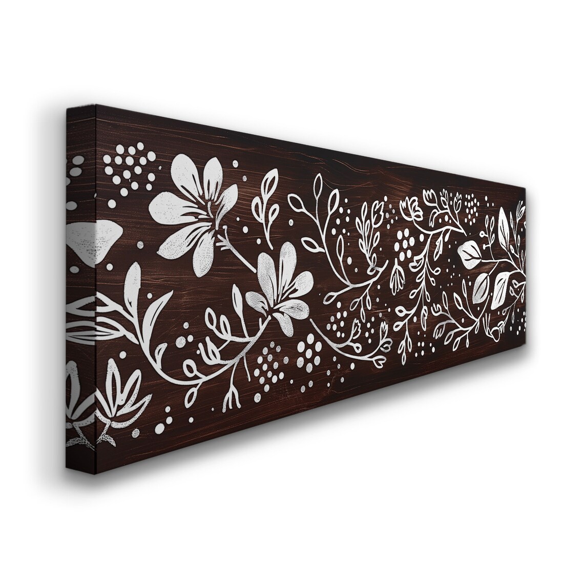 Polka Dot Line Art Above Bed Wall Art Floral, Panoramic Minimal Canvas ...
