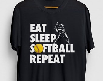 Softbollskjorta, softbollsmammaskjorta, softbollpresenter, softbollpresent, äta sova softbollsupprepninghoodie / ungdomskjorta / unisex-t-shirt