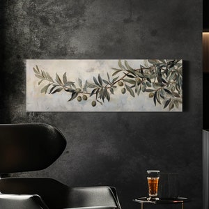 Olive Tree Long Horizontal Wall Art for Guest Room, Panoramic Botanical ...