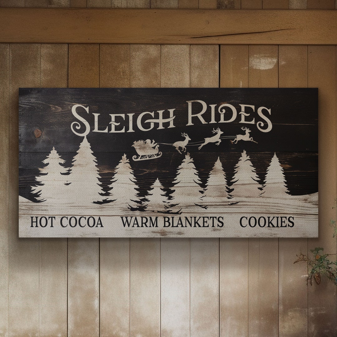 Sleigh Races Sign Sleigh Rides Sign Custom Family Name Old Fashioned Farmhouse Christmas ...