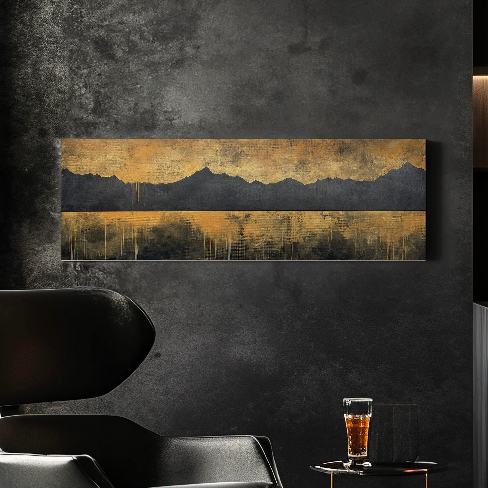 Golden Sunset by the Lake Above Bed Wall Art Mountain Landscape ...