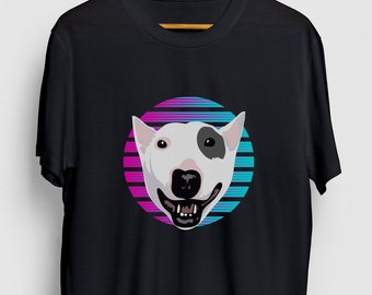 Bull Terrier Synthwave Bull Terrier Geschenk, lustige Welpen Shirt, lustige Hund t-Shirt, Bull Terrier Hoodie / Jugend Shirt / Unisex T-shirt