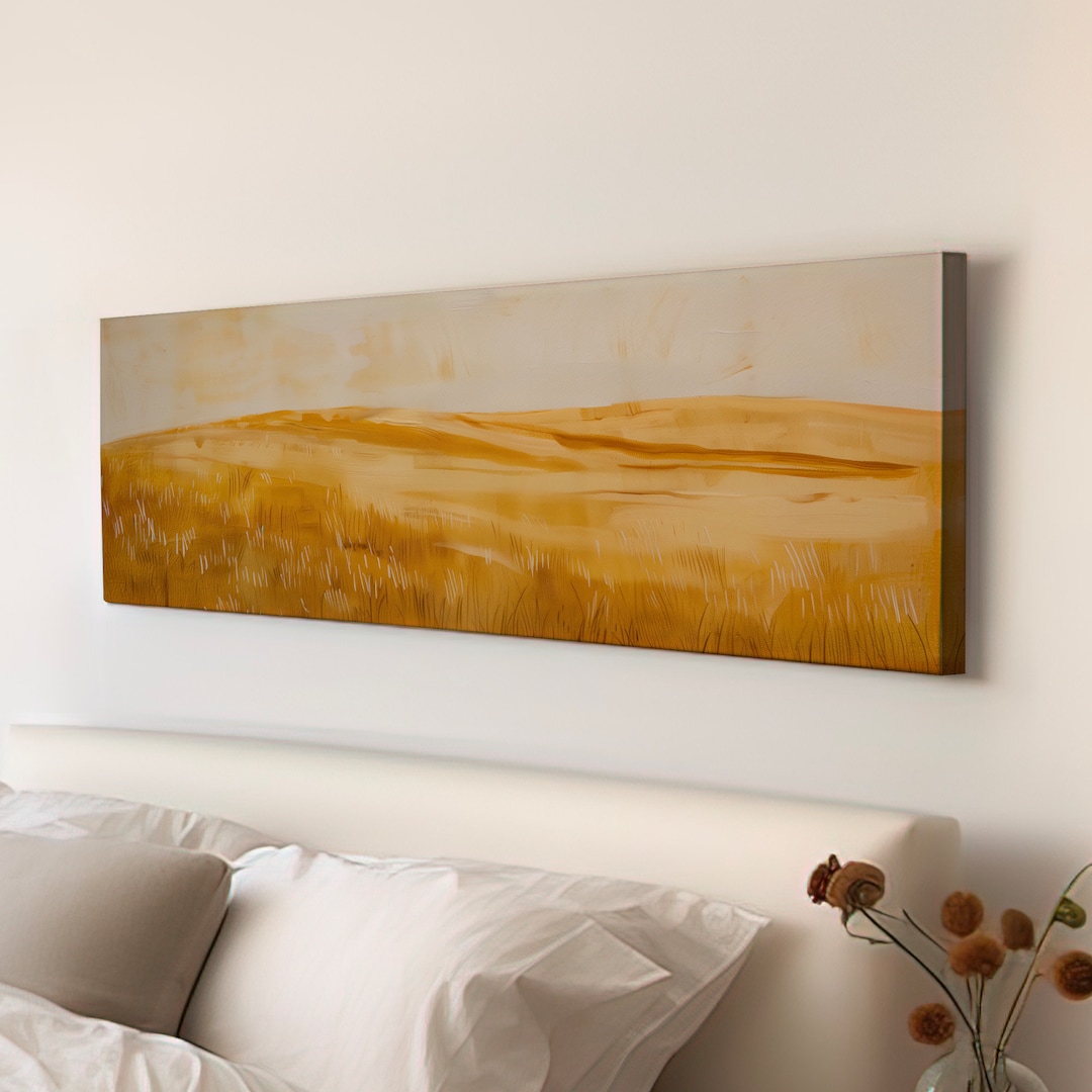 Golden Field Long Horizontal Wall Art for Kitchen, Panoramic ...