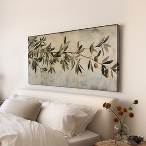 Olive Tree Branch Long Horizontal Wall Art for Kitchen, Panoramic ...