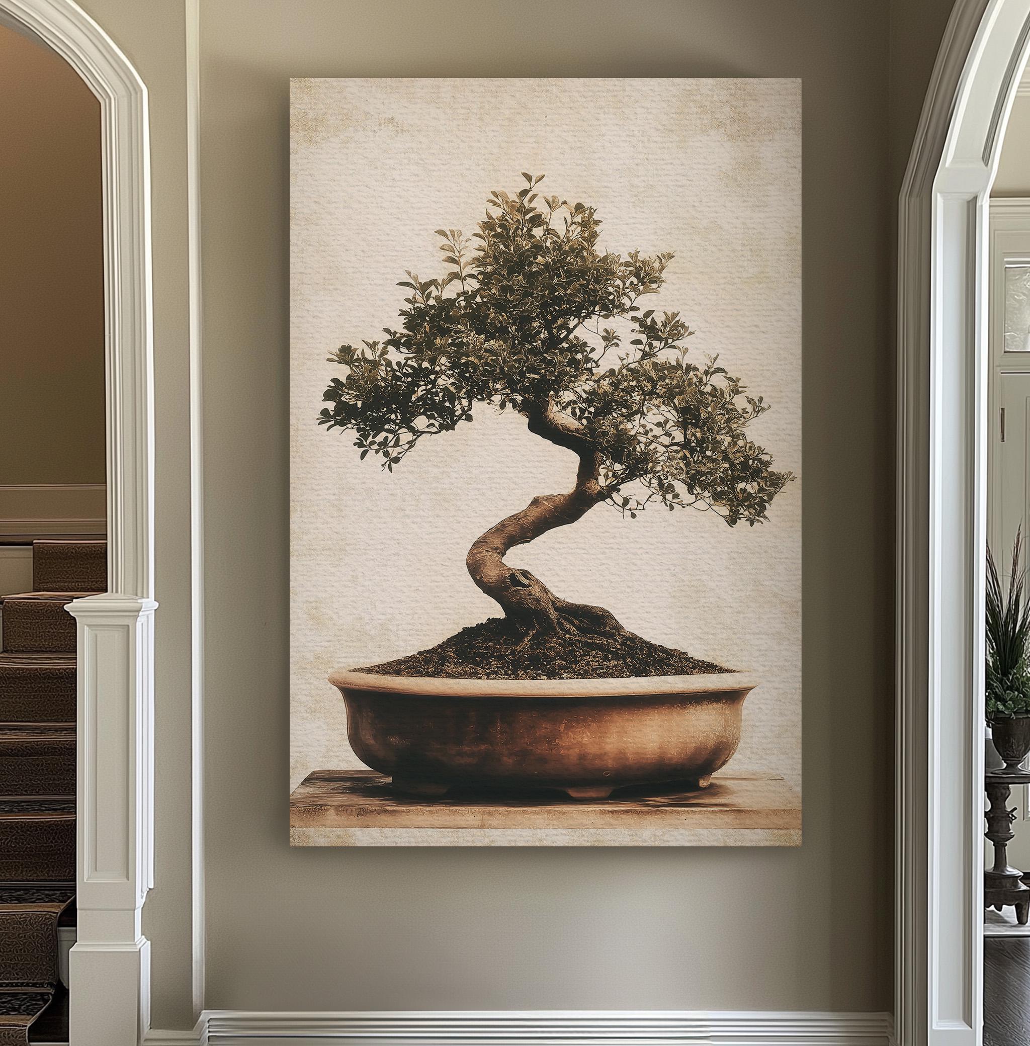 Bonsai Still Life Vertical Wall Art Japanese, Decor Botanical Bonsai Still Life Vertical Wall Art Japanese, Decor Botanical