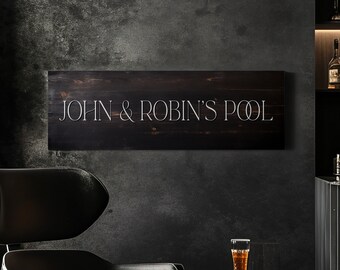 Custom Poolside Sign, Wood Print Sign Personalized Pool Bar Gifts, Patio Decor Grill Bar Art Huge Canvas Wall Art