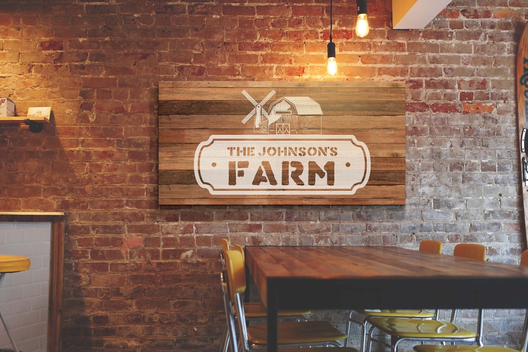 Farmhouse Sign Wood Texture Canvas, Homestead Wall Decor, Personalised ...