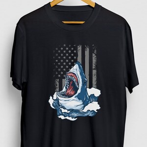 Shark Shirt, Shark Tee, Shark Gift Idea, Beach Summer Tee, Shark Flag Hoodie / Youth Shirt / Unisex T-shirt