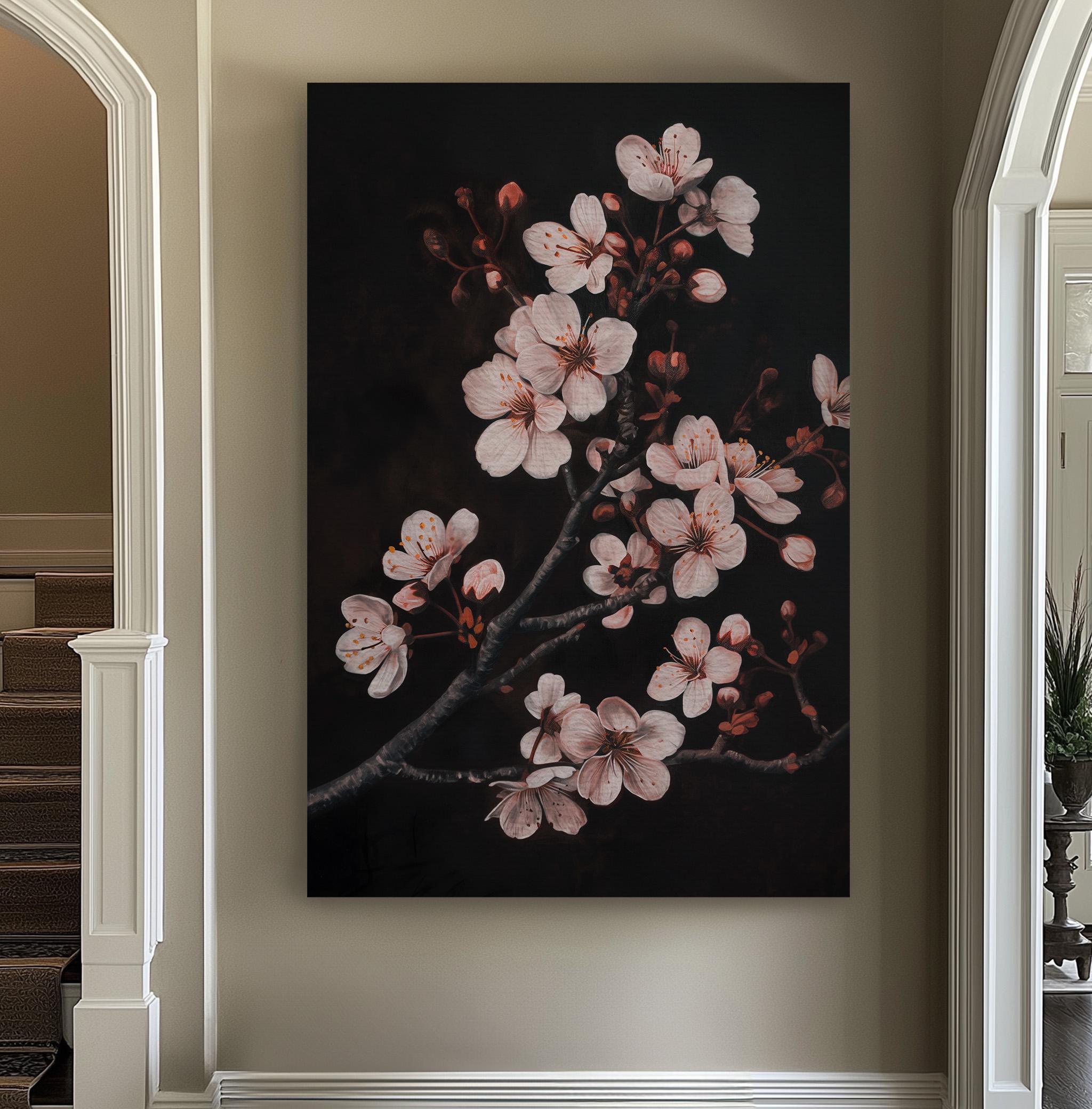 Cherry Blossom Branch Vertical Wall Art Sakura Tree, Decor