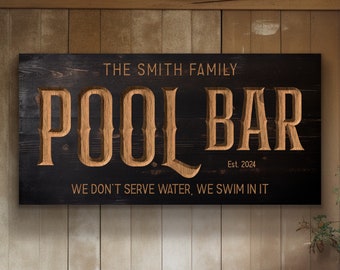 Custom Poolside Sign, Pool Bar Personalized Pool Bar Gifts, Patio Decor Grill Bar Art Huge Canvas Wall Art