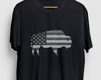 Buffalo Shirt, Bison Shirt, Wyoming Shirt, Buffalo Tee, Western Shirt, Buffalo Gift, Buffalo Flag Hoodie / Youth Shirt / Unisex T-shirt