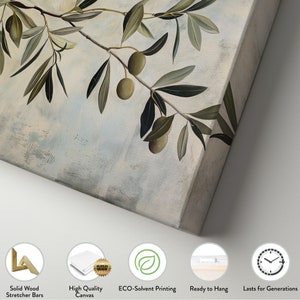 Olive Tree Branch Long Horizontal Wall Art for Kitchen, Panoramic ...