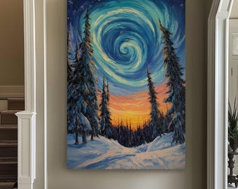 Tableau Panoramique Toile Aurora Boréale - Décoration Murale Intérieur