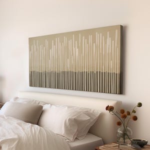 Golden Meadow Reeds Wall Art For living Room, Horizontal Scandinavian Canvas Print, Earthy Abstract Decor Canvas Art