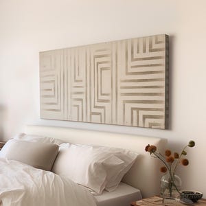 Natural Abstract Maze Wall Art For Bedroom, Horizontal Earthy Colors Canvas Print, Vintage Vibe Decor Canvas Art