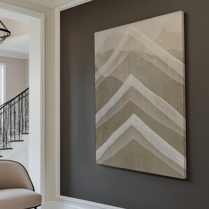 Geometrische Peaks Wandkunst für Wohnzimmer, Vertikale Statement Piece Leinwanddruck, Boho Neutral Decor Leinwandkunst