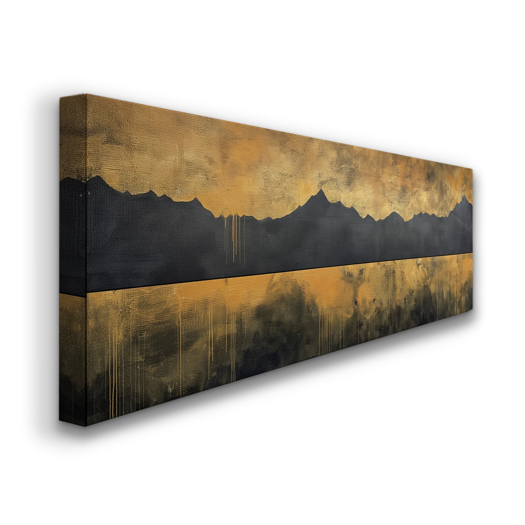 Golden Sunset by the Lake Above Bed Wall Art Mountain Landscape ...