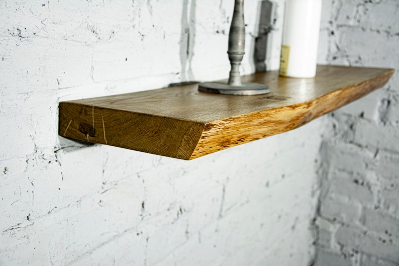 LIVE EDGE Floating Wooden Shelf Floating Shelves Rustic Etsy
