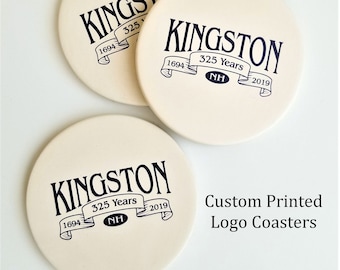 Ceramic Coasters, Personalized Coaster, Custom Logo Coaster Set, Corporate Gift with Logo, Family Name Coasters, Wedding Drink Coaster Favor