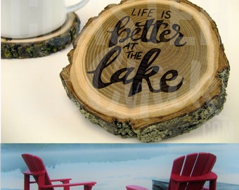 Life is Better at the Lake,  Rustic Wood Coaster,  Lake House Drink Coaster, Wood Coasters, Better at the Lake, Lake Life Coaster,  Hostess