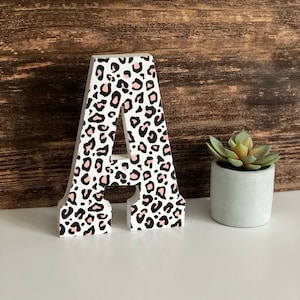 Pink cheetah decoration, custom cheetah letter, pink cheetah wall decor, cheetah theme decoration, standing letter, girl’s bedroom decor