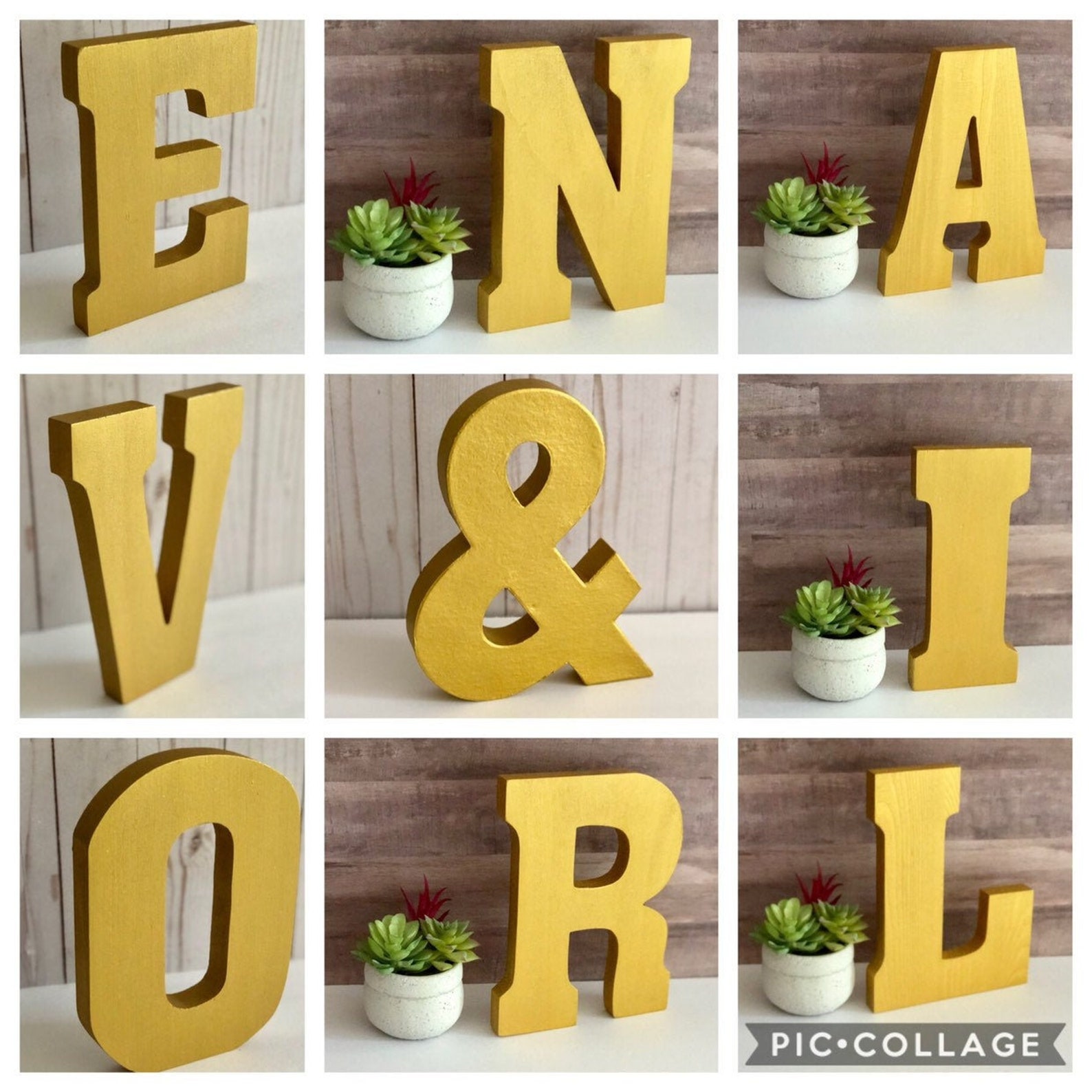 Gold Letters Gold Letter Wall Decor Gold Decorations Gold Etsy
