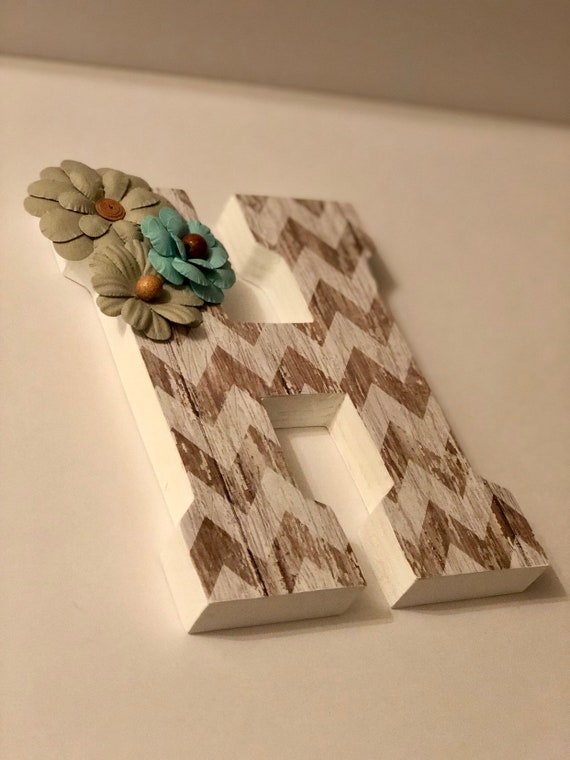 Decorative Letter W Flowers Wooden Letter Decorative Letter Etsy