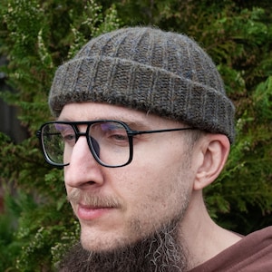 Knit ribbed fisherman beanie cap: wool winter short docker hat