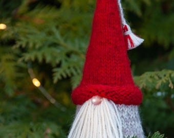Nisse Tomte Gnome-kerstboomtopper: 10 of 7 inch rode hoed, kerstversiering