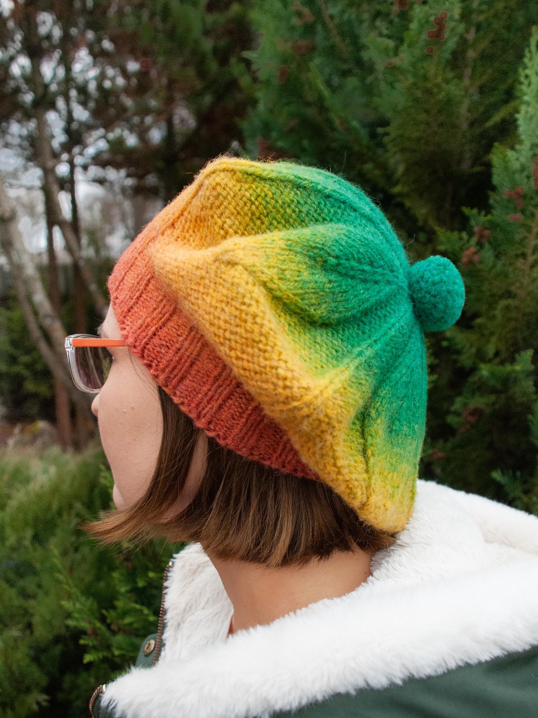Knit Winter Wool French Women Beret Hat – Multi Colored Hat  display picture 3