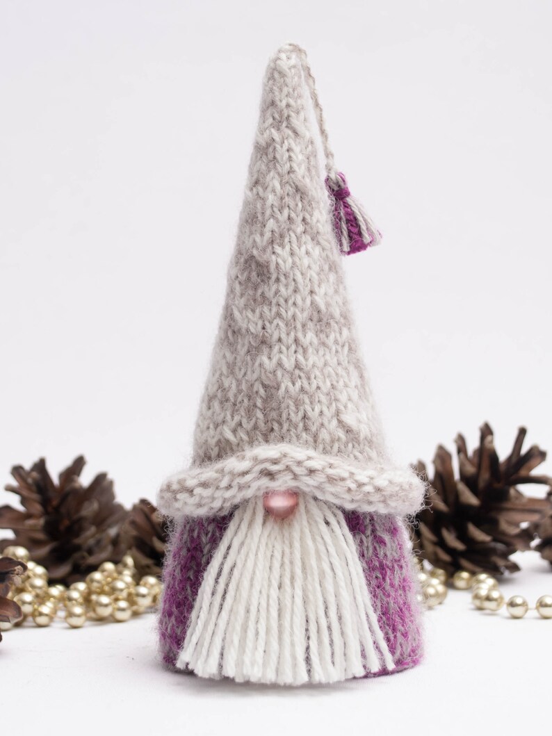 Christmas gnome tomte nisse. Hand knit Christmas tree topper. Etsy