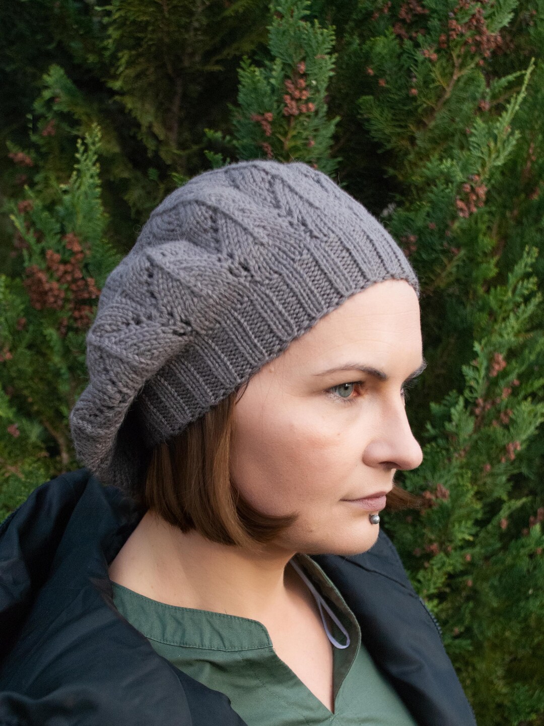 Knitted Slouchy Lace French Beret Hat for Women: Elegant  display picture 3