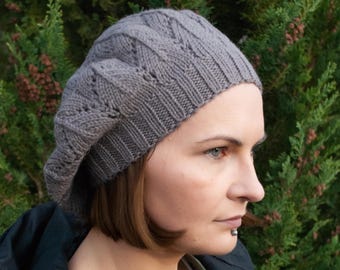 Knitted Slouchy Lace French Beret Hat for Women: Elegant Wool womens hat
