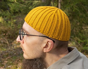 SHORT Cotton Skull Cap Beanie - Lightweight Fitted Rib Knit Summer Watch Cap, Kufi Hat