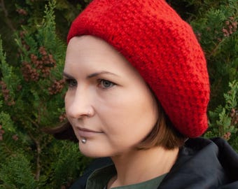 Winter Strickwolle Beret Hut: Warme oversized Mütze im französischen Stil