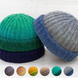 Knit Fisherman Beanie Hat, docker cap, ribbed mens hat. Winter wool cap. Gift for him