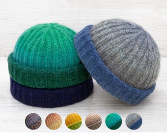 Knit Fisherman Beanie Hat, docker cap, ribbed mens hat. Winter wool cap. Gift for him