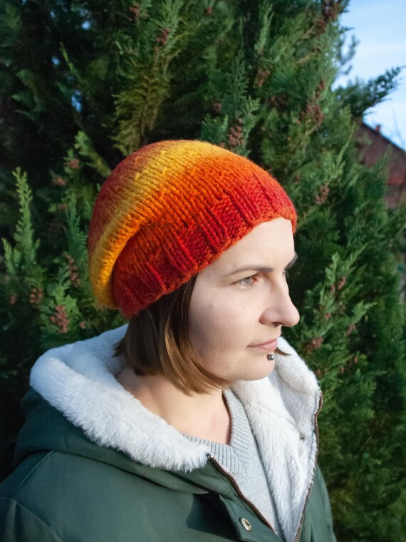 Wool Winter Slouchy Beanie: Multicolor Hand Knit Hat - Etsy display picture 1