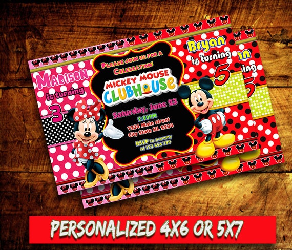 Zaproszenie Mickey Disney Myszka Miki Myszka Miki Urodziny Etsy