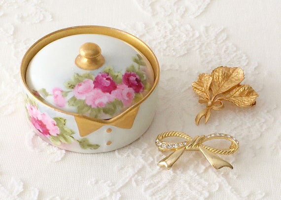 Antique Limoges Hand Painted Porcelain Dresser Box