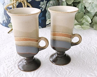 Vintage Pedestal Mugs Otagiri Japan Stoneware Irish Coffee Cups