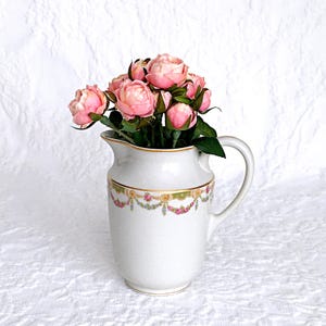 Limoges France Floral Pitcher - Vintage French Porcelain Jug - Giftable Homeware - Shabby Chic Vase
