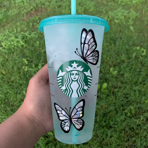 Confetti Color-Change Blue Butterfly Cold Cup