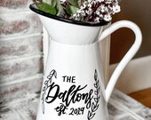 Personalized Farmhouse Milk Jug, Fixer Upper Vase, Farmhouse Pitcher, Distressed Vase