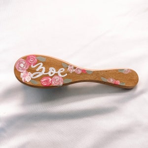 Personalized Hand Painted Baby Hair Brush | Gift For Baby Girl | Floral Painted Hair Brush