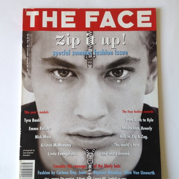 The Face Magazine | Aug 93 | Zip It Up Fashion | Judy Blame | Jean Baptiste Mondino | Kristen McMenamy, Tyra Banks, Emma Balfour