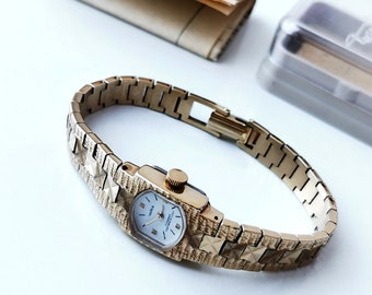 Vintage Chayka Gold Plated Cocktail Watch, USSR Mechanical Ladies Watch