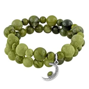 Women’s Sun and Moon Irish Bracelet Set – Connemara Marble and Sterling Silver – Handmade Gift – Celtic Spiritual Jewelry from Ireland